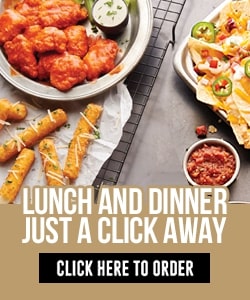 A selection of delicious champps appetizers including mozzarella sticks, nachos, and buffalo wings.